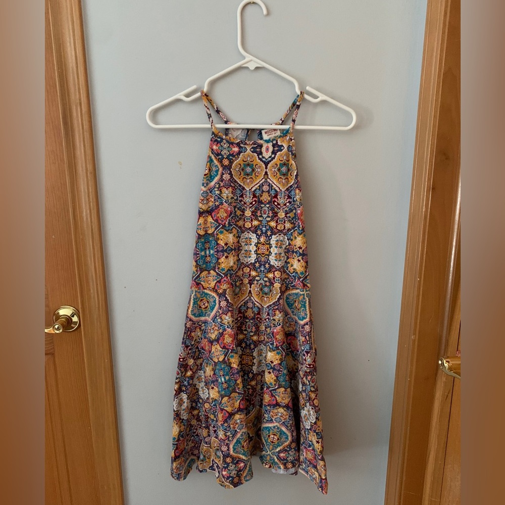 Multicolored halter neck sun dress